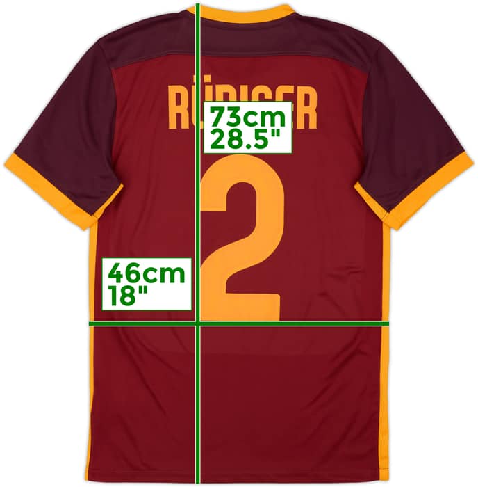 2015-16 Roma Home Shirt Rudiger #2 - 8/10 - (S)