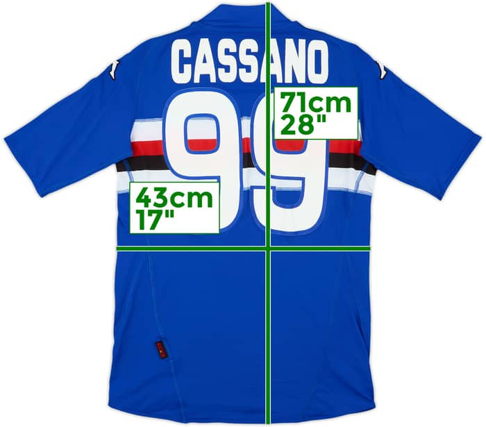 2008-09 Sampdoria Home Shirt Cassano #99 - 6/10 - (S)