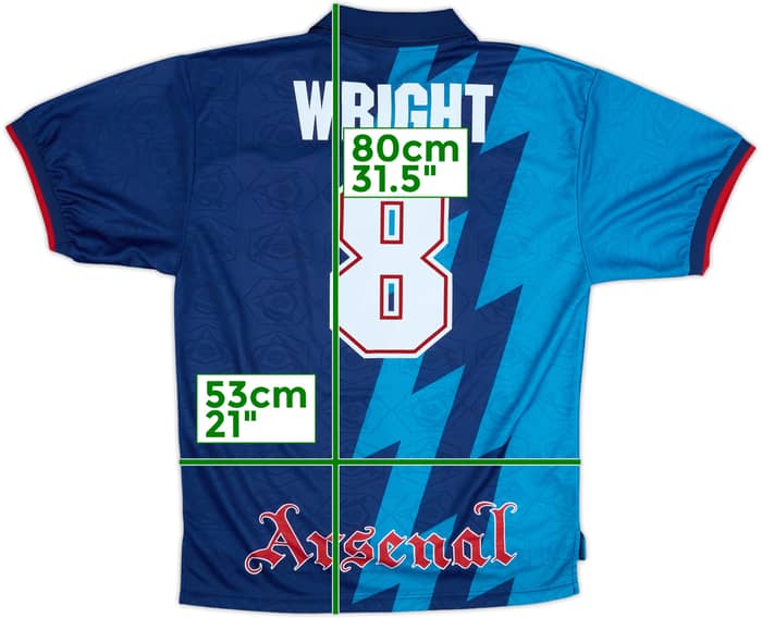 1995-96 Arsenal Away Shirt Wright #8 - 8/10 - (L)