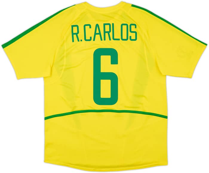 2002-04 Brazil Home Shirt R.Carlos #6 - 7/10 - (L)