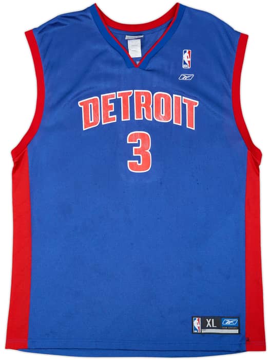 2002-06 Detroit Pistons Wallace #3 Reebok Away Jersey - 6/10 - (XL)