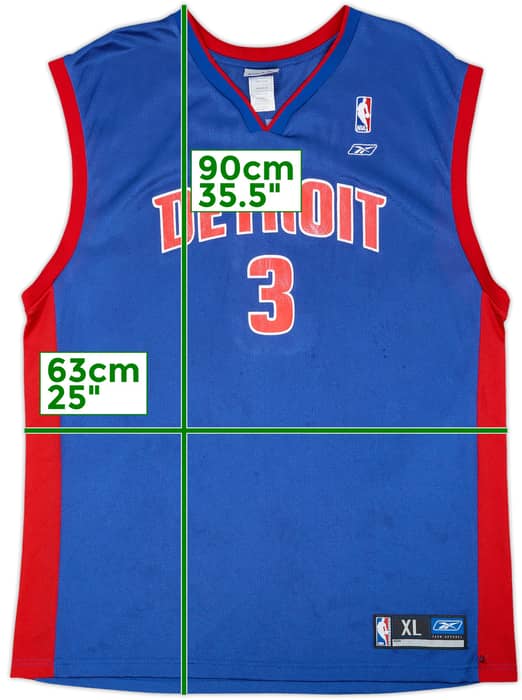 2002-06 Detroit Pistons Wallace #3 Reebok Away Jersey - 6/10 - (XL)