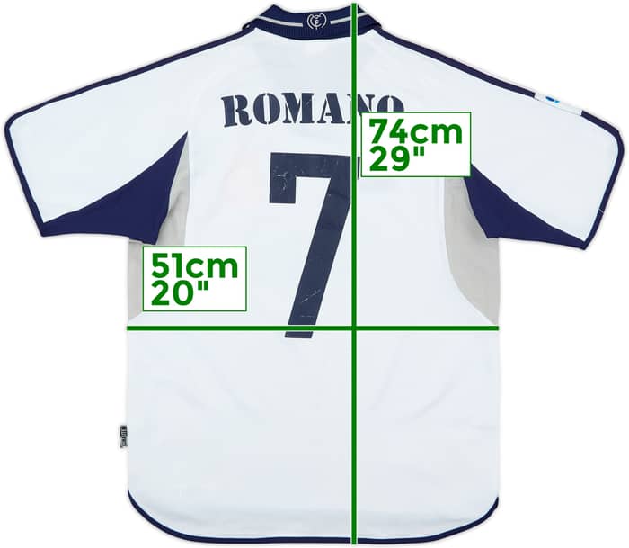 2000-01 Real Madrid Home Shirt Romano #7 - 6/10 - (S)