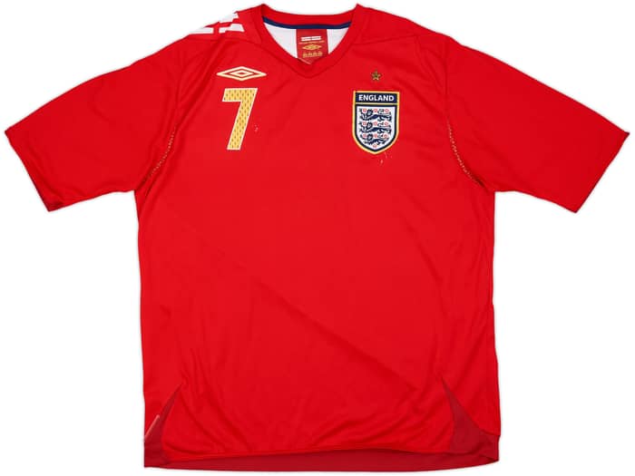 2006-08 England Away Shirt Beckham #7 - 7/10 - (XL)