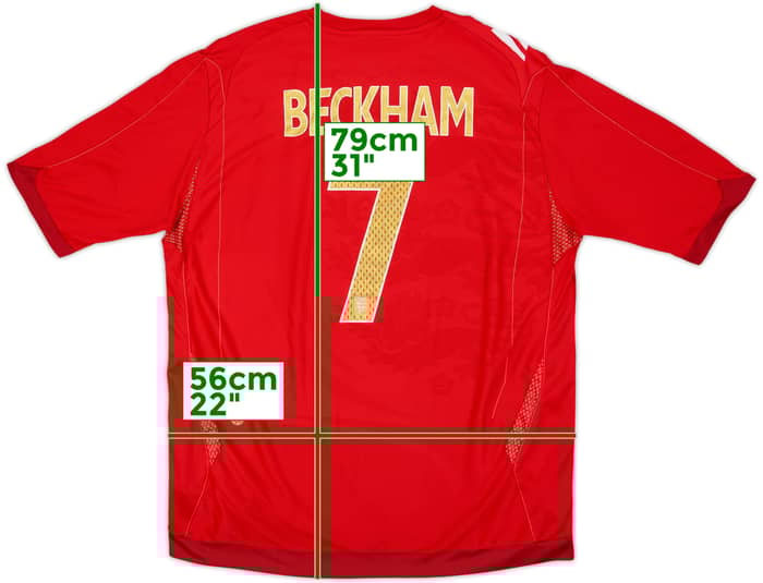 2006-08 England Away Shirt Beckham #7 - 7/10 - (XL)