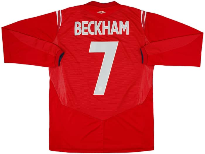 2004-06 England Away L/S Shirt Beckham #7 - 7/10 - (M)