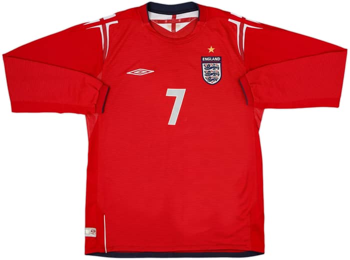 2004-06 England Away L/S Shirt Beckham #7 - 7/10 - (M)