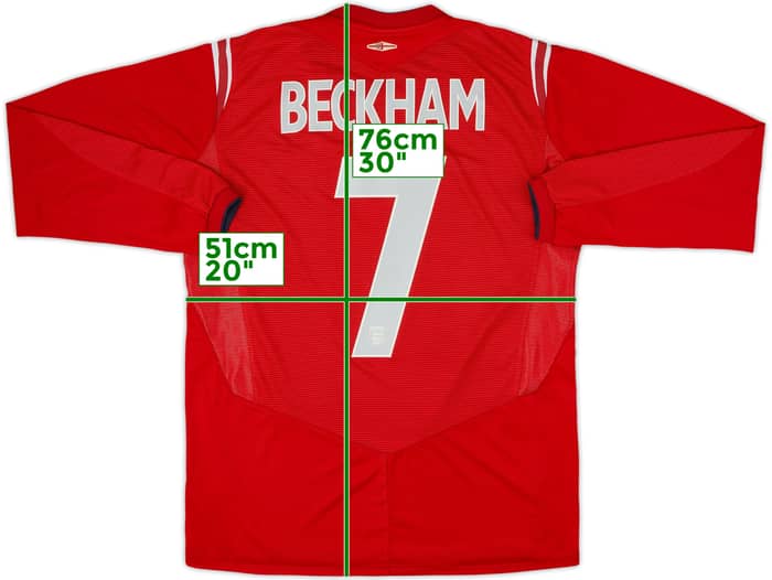 2004-06 England Away L/S Shirt Beckham #7 - 7/10 - (M)