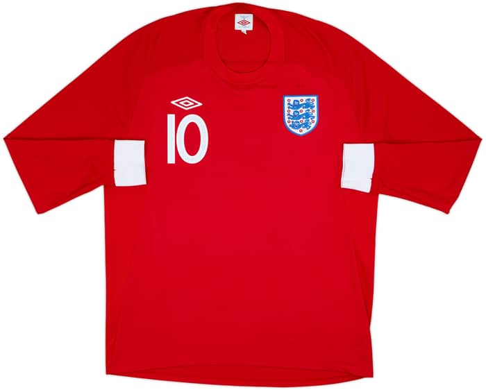 Camiseta de visitante de manga larga de Inglaterra 2010-11 Rooney #10 - 9/10 - (XL)