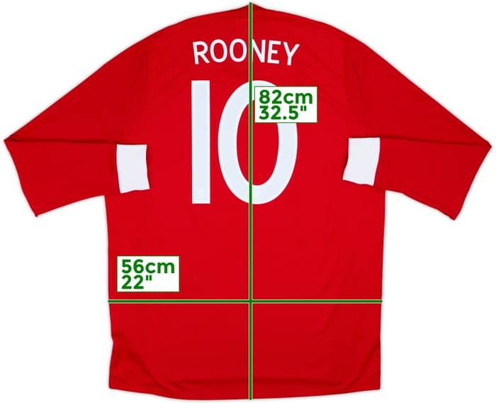 Camiseta de visitante de manga larga de Inglaterra 2010-11 Rooney #10 - 9/10 - (XL)