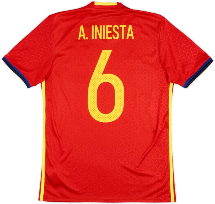 2016-17 Spain Home Shirt A. Iniesta #6 - 9/10 - (S)