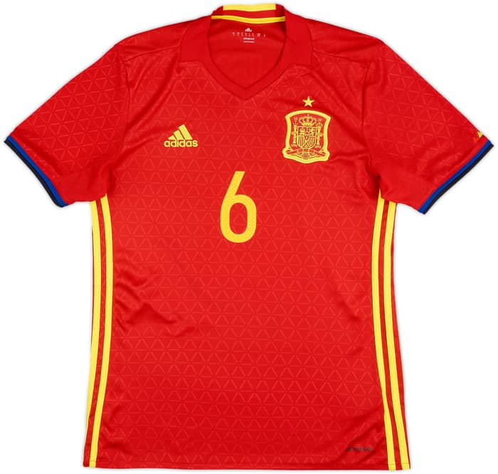 2016-17 Spain Home Shirt A. Iniesta #6 - 9/10 - (S)