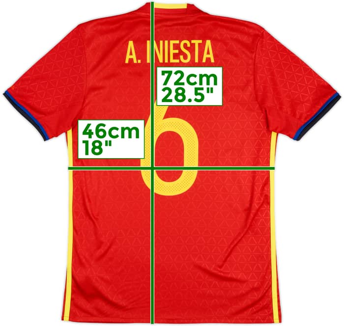 2016-17 Spain Home Shirt A. Iniesta #6 - 9/10 - (S)