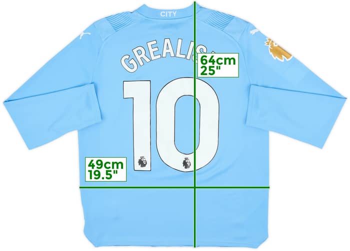 2023-24 Manchester City Home L/S Shirt Grealish #10 - 9/10 - (XL.Boys)