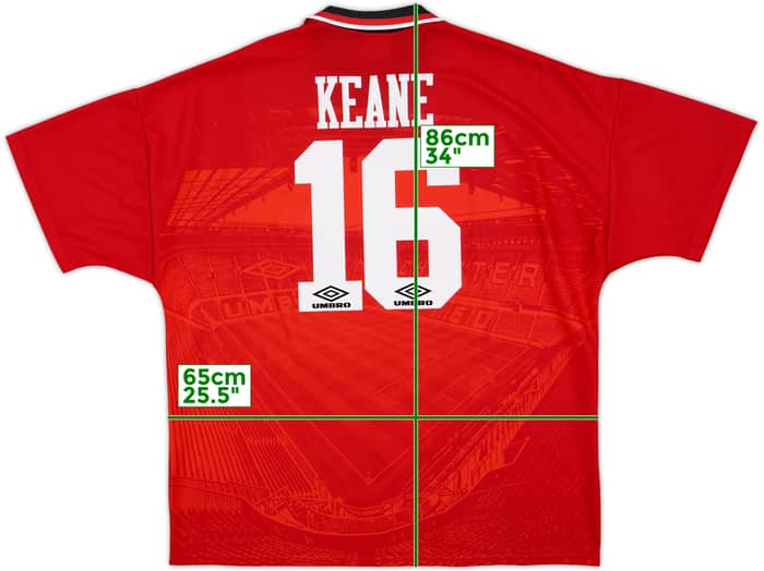 1994-96 Manchester United Home Shirt Keane #16 - 9/10 - (XXL)