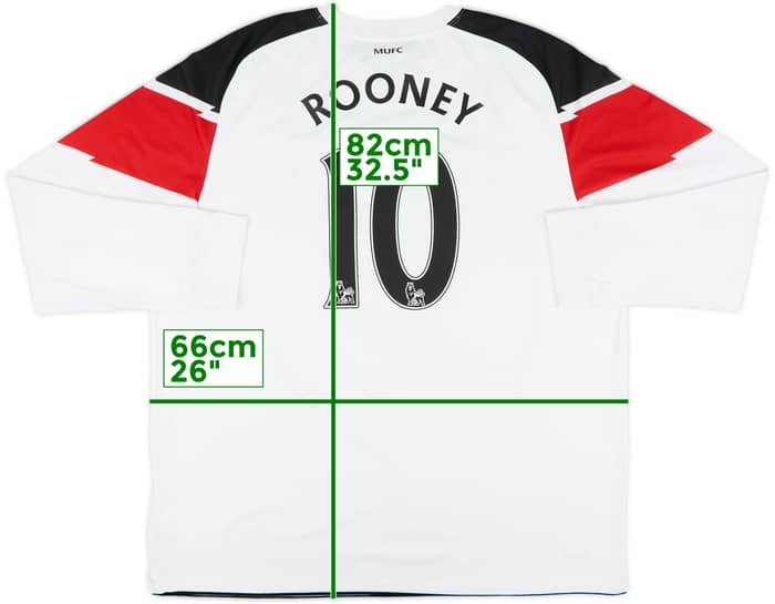 2010-12 Manchester United Away L/S Shirt Rooney #10 - 8/10 - (XXL)