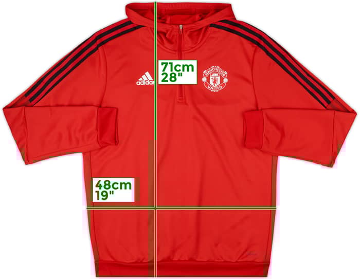 2022-23 Manchester United adidas 1/4 Zip Hooded Track Jacket - 9/10 - (L)