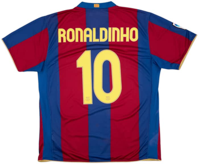2007-08 Barcelona Home Shirt Ronaldinho #10 - 8/10 - (XL)