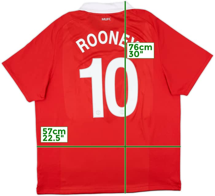 2010-11 Manchester United Home Shirt Rooney #10 - 6/10 - (XXL)