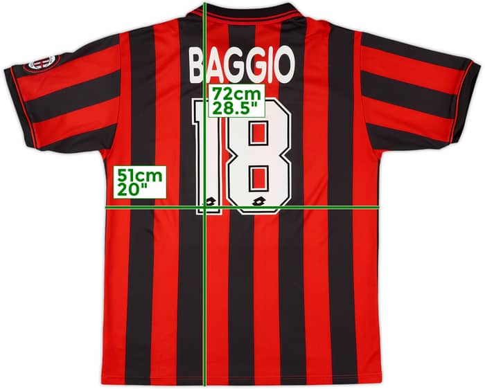 1996-97 AC Milan Home Shirt Baggio #18 - 8/10 - (XL)