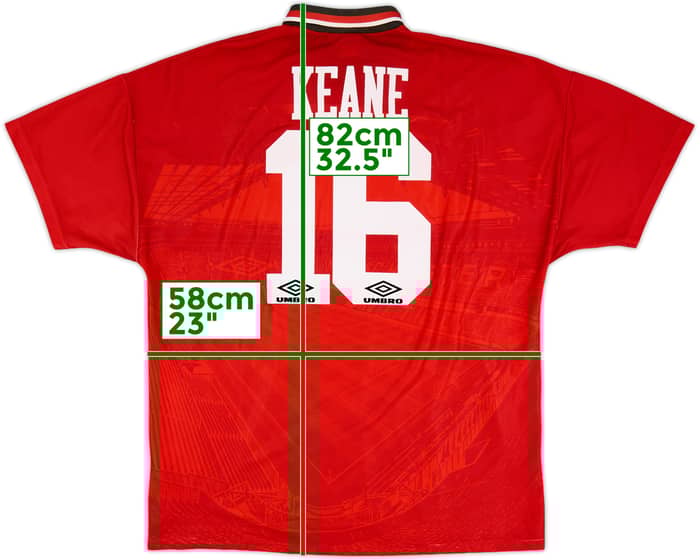1994-96 Manchester United Home Shirt Keane #16 - 6/10 - (XL)