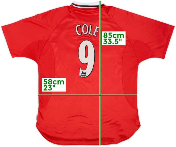 1997-00 Manchester United CL Shirt Cole #9 - 8/10 - (XL)