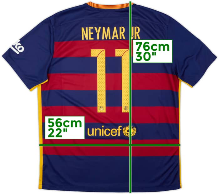 2015-16 Barcelona Home Shirt Neymar Jr #11 - 8/10 - (XL)