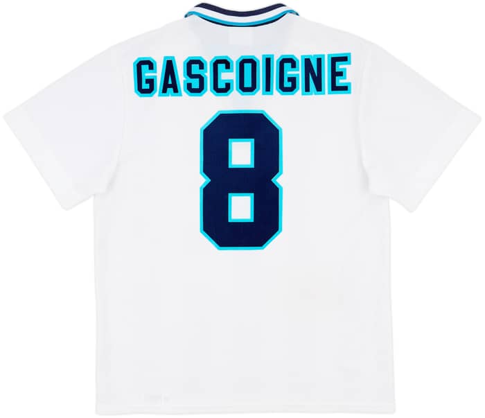 1995-97 England Home Shirt Gascoigne #8 - 8/10 - (L)