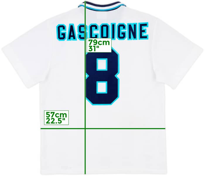 1995-97 England Home Shirt Gascoigne #8 - 8/10 - (L)