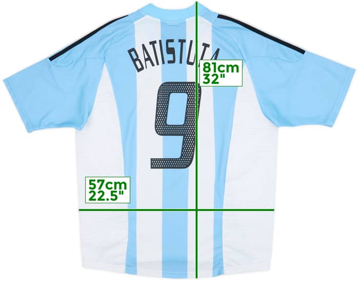 2002-04 Argentina Home Shirt Batistuta #9 - 9/10 - (L)
