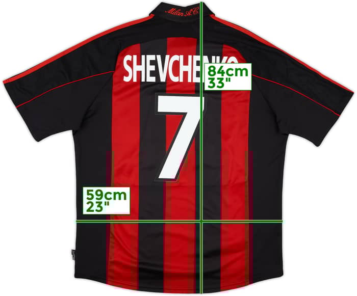 2000-02 AC Milan Home Shirt Shevchenko #7 - 8/10 - (XL)