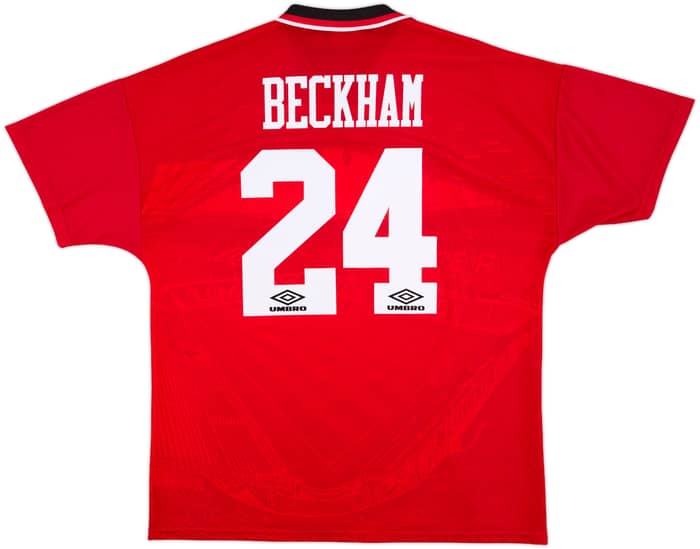 1994-96 Manchester United Home Shirt Beckham #24 - 9/10 - (XL)