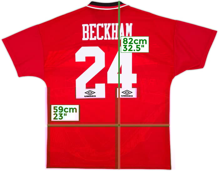 1994-96 Manchester United Home Shirt Beckham #24 - 9/10 - (XL)