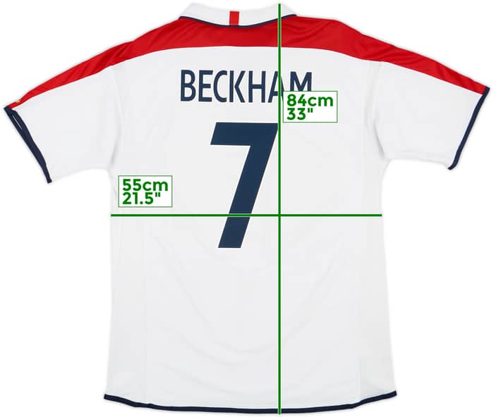 2003-05 England Home Shirt Beckham #7 - 5/10 - (XL)