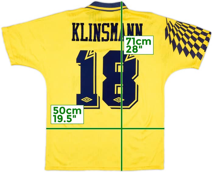 1991-95 Tottenham Away Shirt Klinsmann #18 - 8/10 - (S)