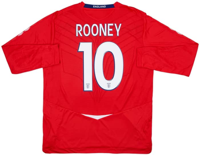 2008-10 England Away L/S Shirt Rooney #10 - 9/10 - (XL)