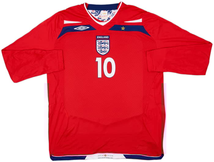 2008-10 England Away L/S Shirt Rooney #10 - 9/10 - (XL)
