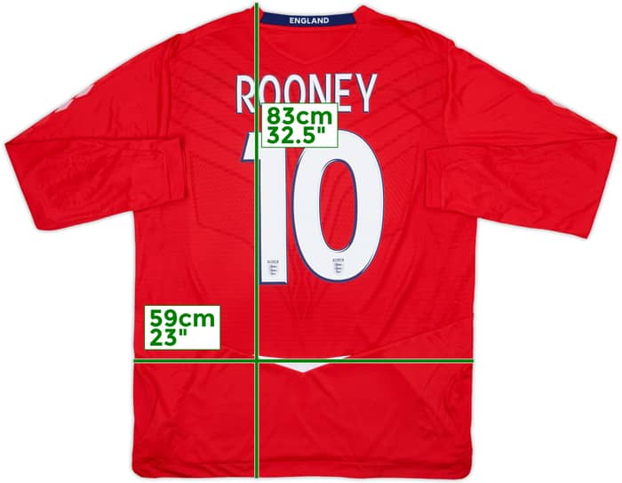 2008-10 England Away L/S Shirt Rooney #10 - 9/10 - (XL)