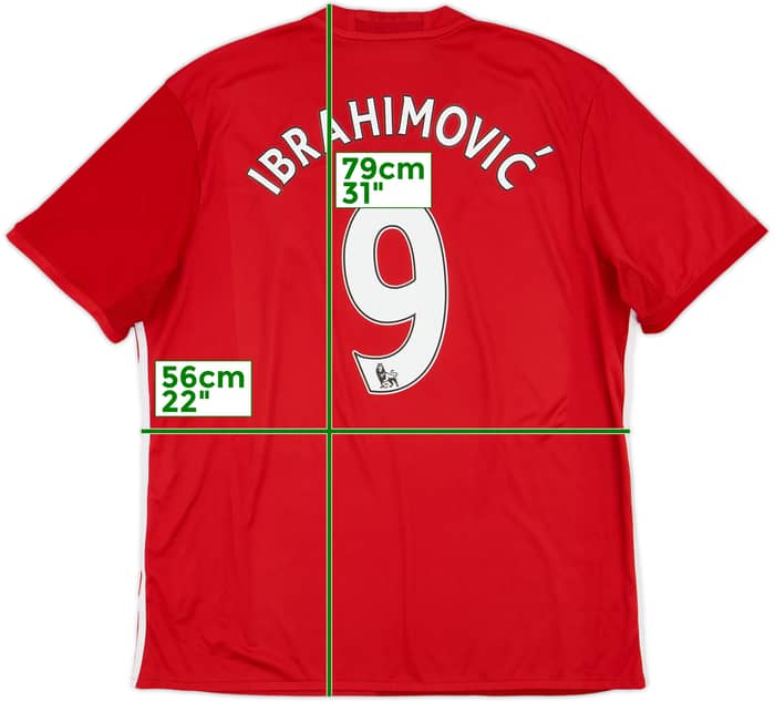 2016-17 Manchester United Home Shirt Ibrahimovic #9 - 7/10 - (XL)