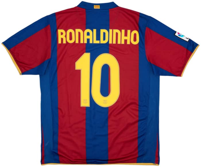 2007-08 Barcelona Home Shirt Ronaldinho #10 - 10/10 - (L)
