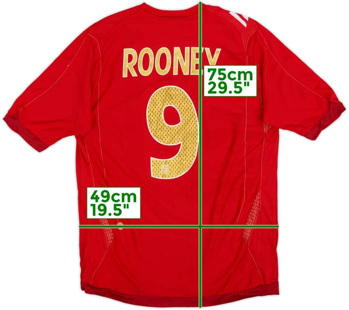 2006-08 England Away Shirt Rooney #9 - 7/10 - (M)