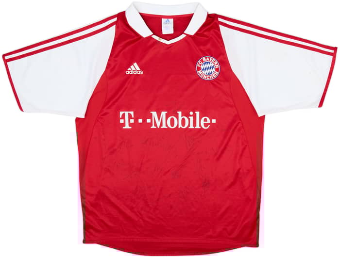 2003-04 Bayern Munich Squad Signed Home Shirt - 5/10 - (M)