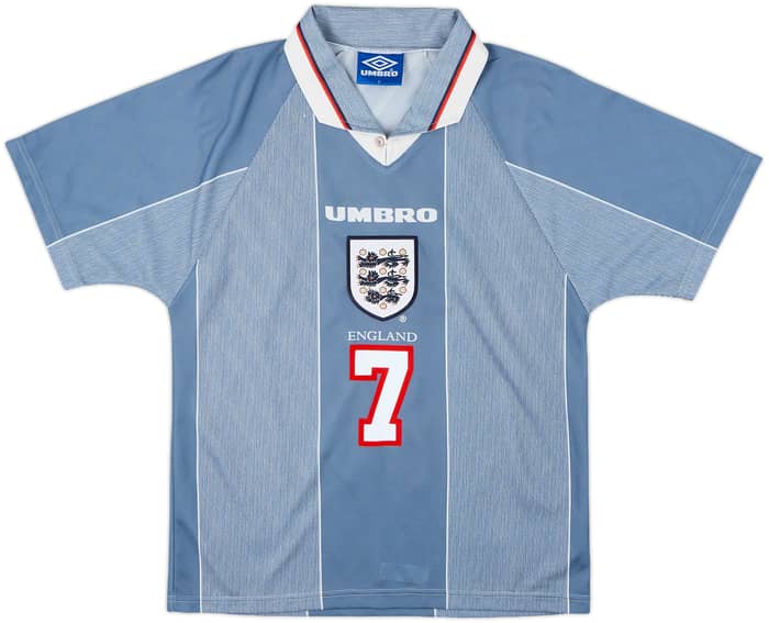 1996-97 England Away Shirt Beckham #7 - 7/10 - (Y)