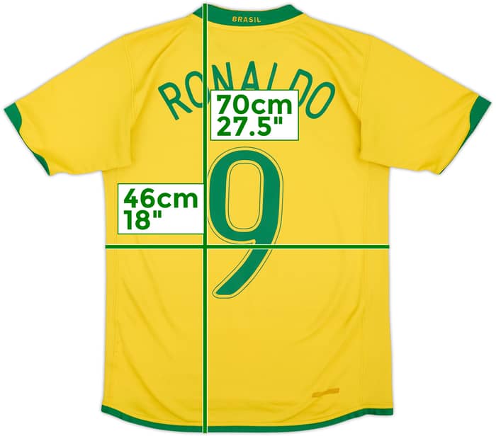 2006-08 Brazil Home Shirt Ronaldo #9 - 6/10 - (XL.Boys)