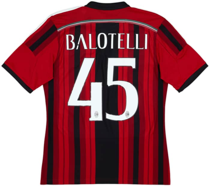 2014-15 AC Milan Home Shirt Balotelli #45 - 6/10 - (M)