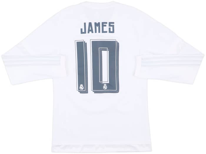 2015-16 Real Madrid Home L/S Shirt James #10 - 8/10 - (S)
