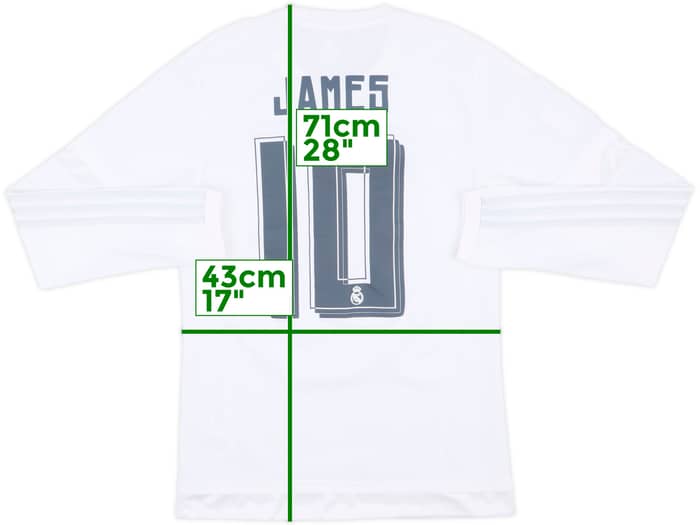 2015-16 Real Madrid Home L/S Shirt James #10 - 8/10 - (S)