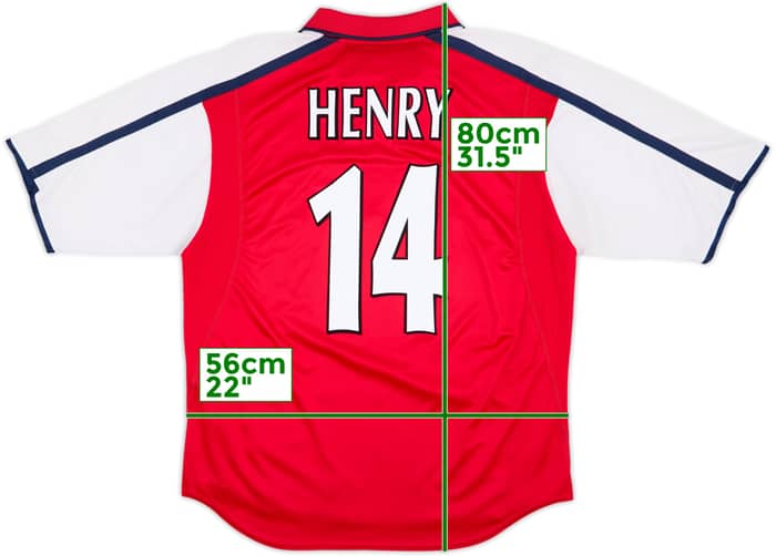 2000-02 Arsenal Home Shirt Henry #14 - 6/10 - (XL)