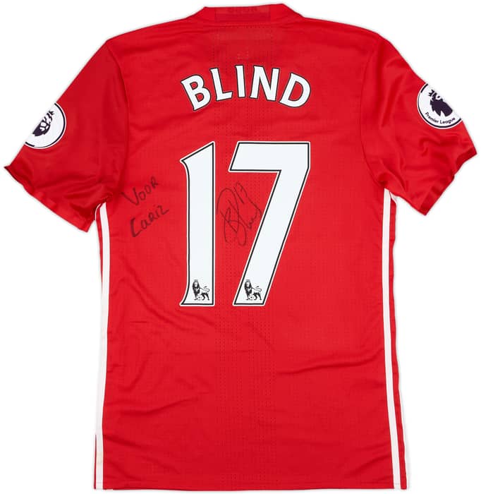 2016-17 Manchester United Player Issue Signed Home Shirt Blind #17 - 6/10 - (M)