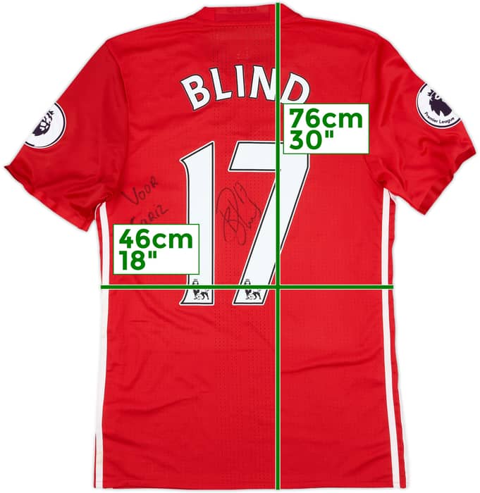 2016-17 Manchester United Player Issue Signed Home Shirt Blind #17 - 6/10 - (M)